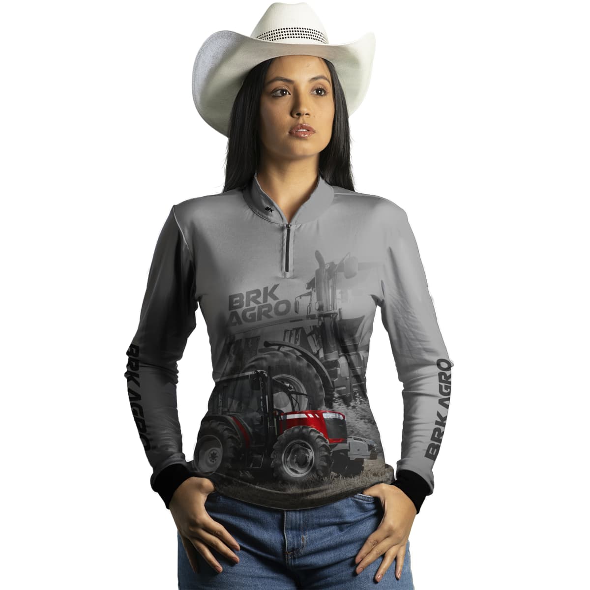 Camisa Agro Brk Trator 4707 Vermelho Clara com Proteção Solar UV50+ - Brk Agro