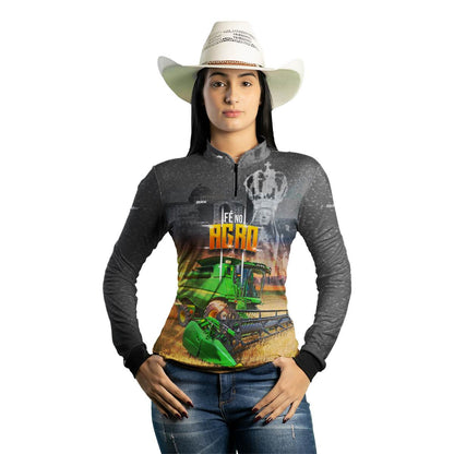 Camisa Agro Brk Colheitadeira Padroeira Fé no Agro com Proteção Solar UV50+ - Brk Agro
