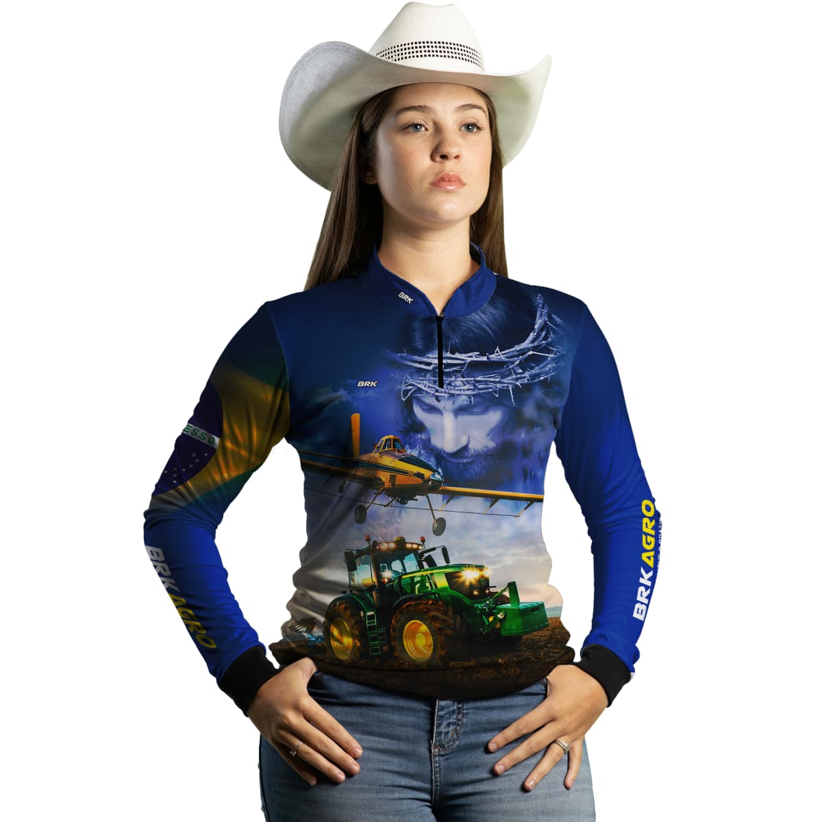 Camisa Feminina Agro Brk Jesus Agricultura de Precisão com Proteção Solar UV50+ - Brk Agro