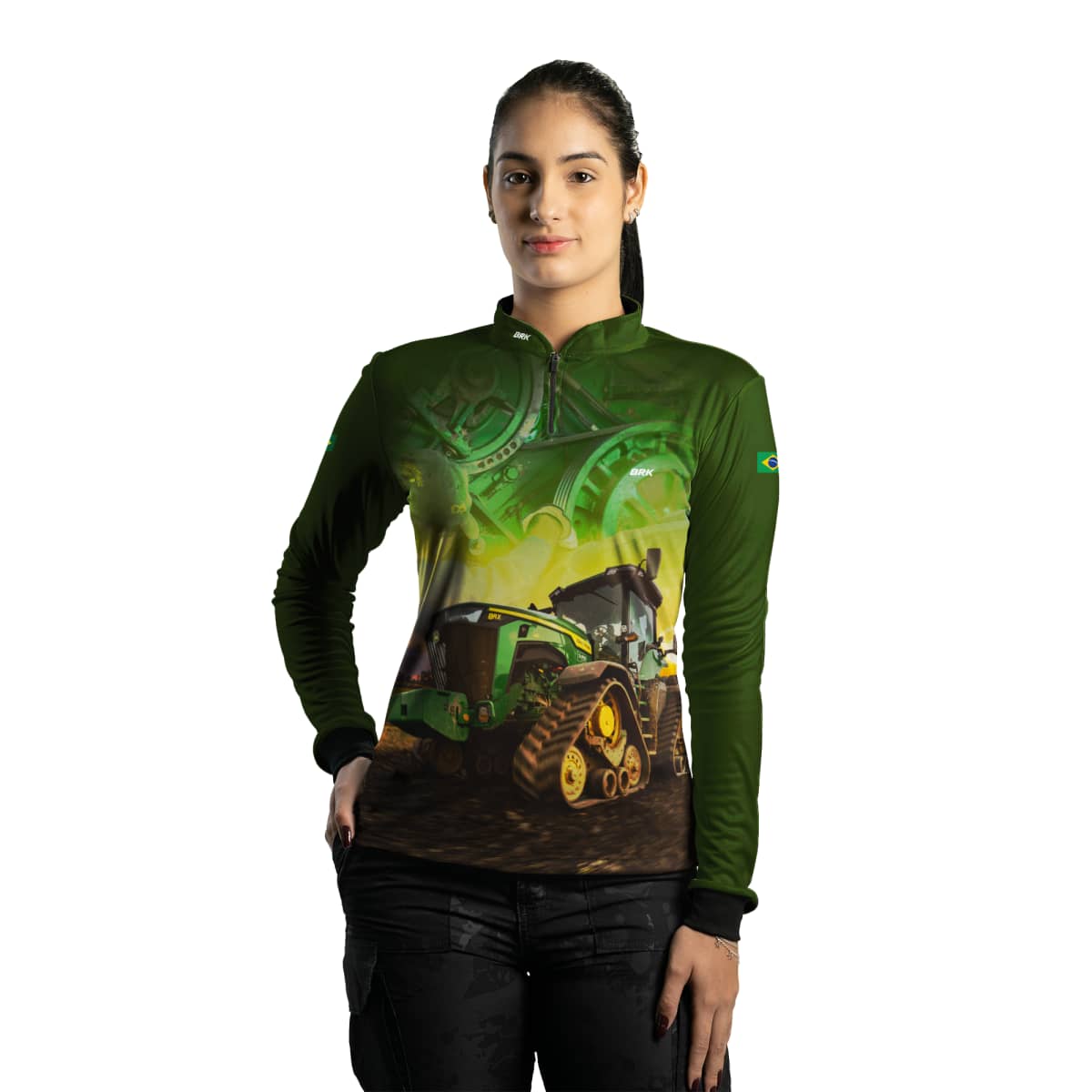 Camisa Agro Brk Trator Agrícola Verde com Proteção Solar UV50+ - Brk Agro