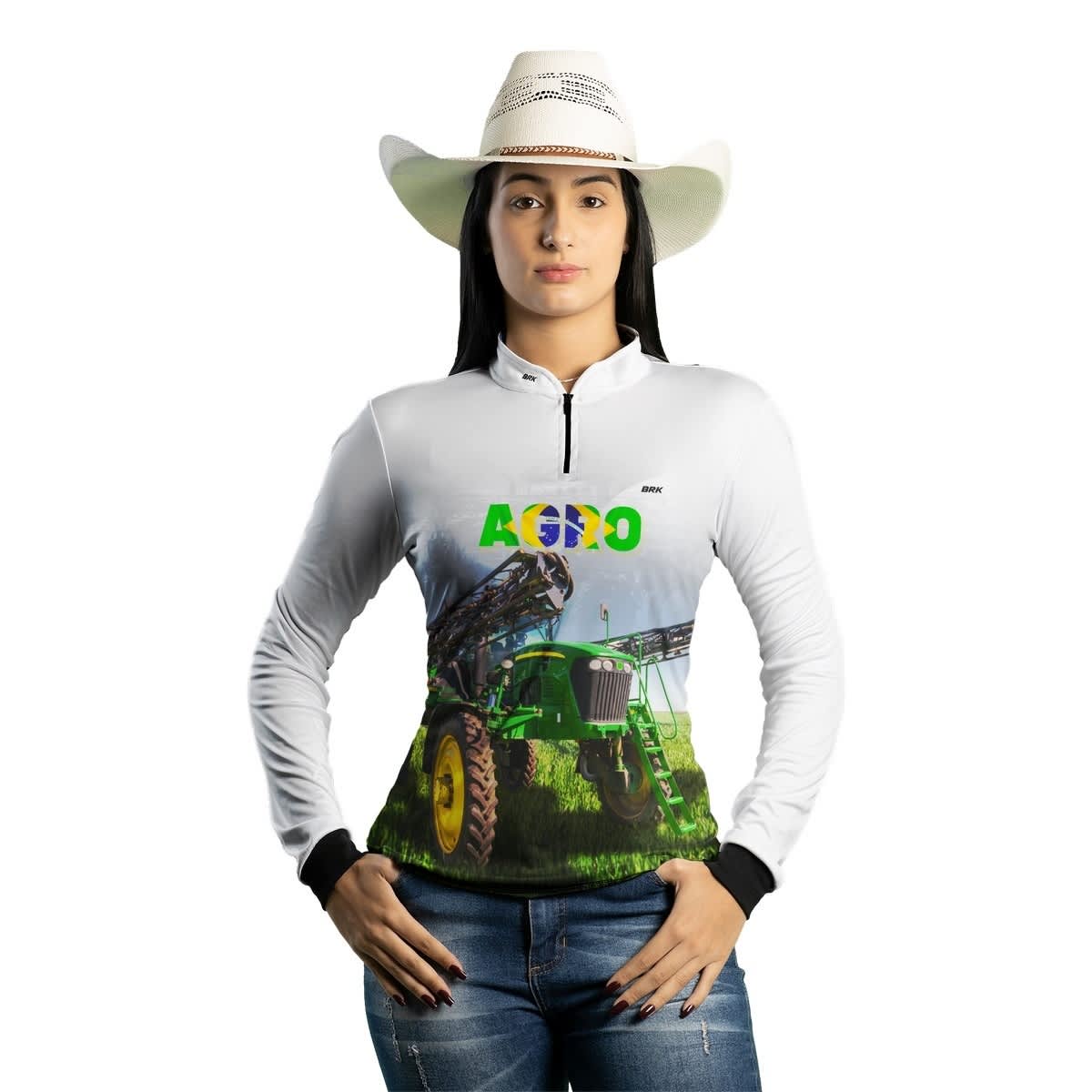 Camisa Agro Brk Pulverizador Branca com Proteção Solar UV50+ - Brk Agro