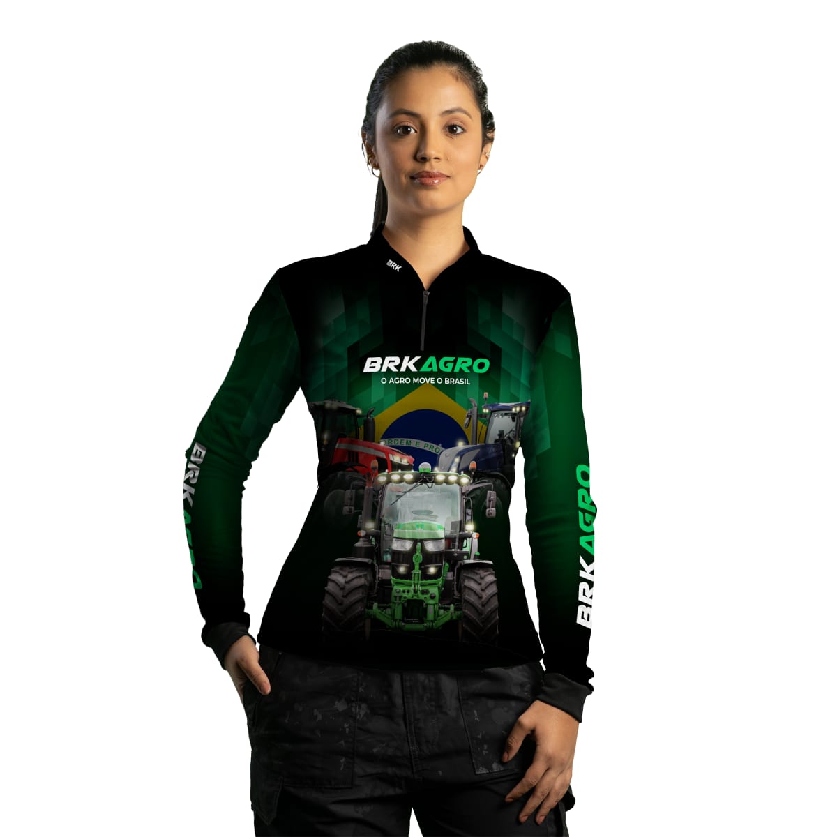 Camisa Agro Brk Preta Tratores com Proteção Solar UV50+ - Brk Agro