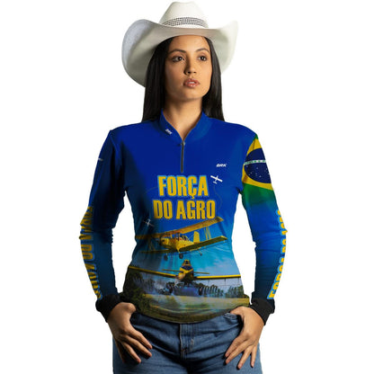 Camisa Agro Brk Azul Aviação Agrícola com Proteção Solar UV50+ - Brk Agro