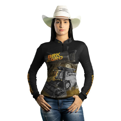 Camisa Agro Brk Preta Colheitadeira Ideal com Proteção Solar UV50+ - Brk Agro