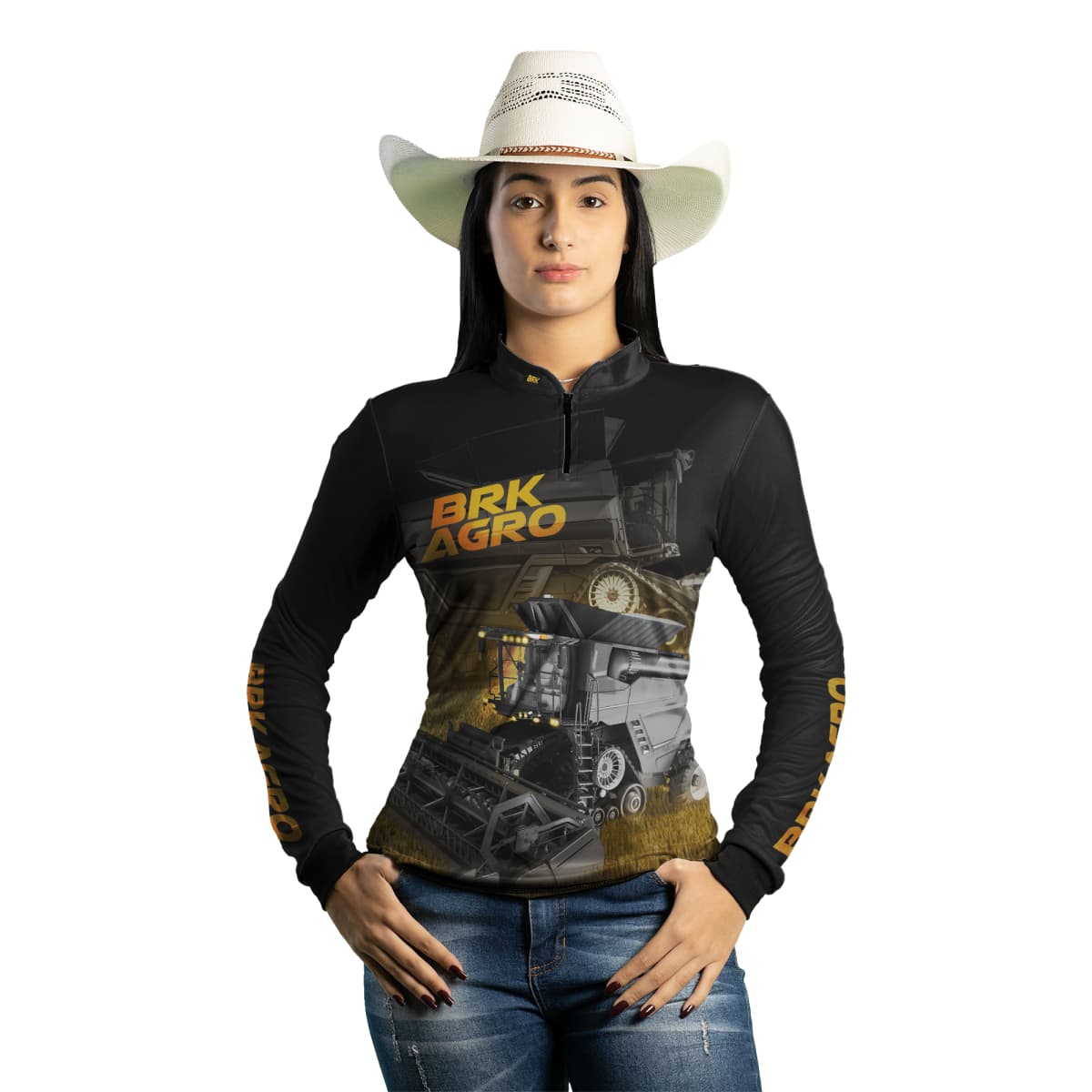 Camisa Agro Brk Preta Colheitadeira Ideal com Proteção Solar UV50+ - Brk Agro