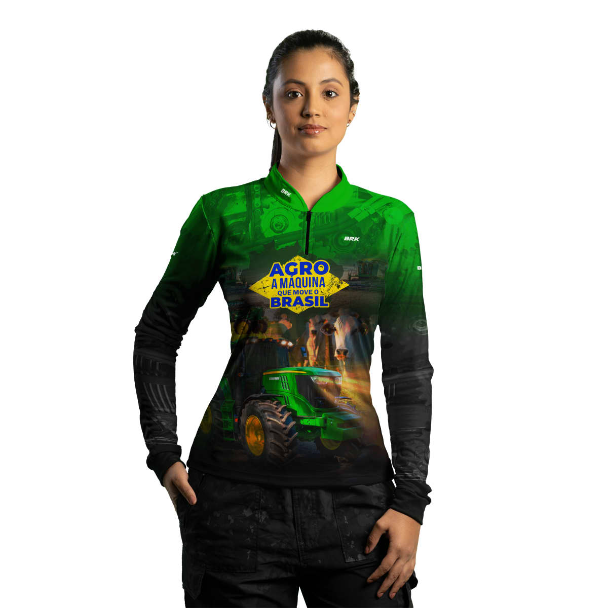 Camisa Agro Brk Verde A Máquina Que Move o Brasil com Proteção Solar UV50+ - Brk Agro