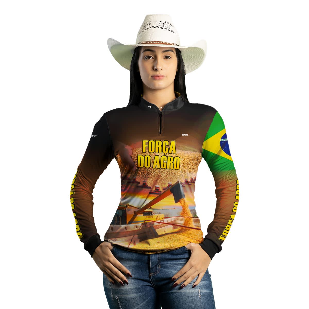 Camisa Feminina Agro Brk Produtor de Soja com UV50+ - Brk Agro