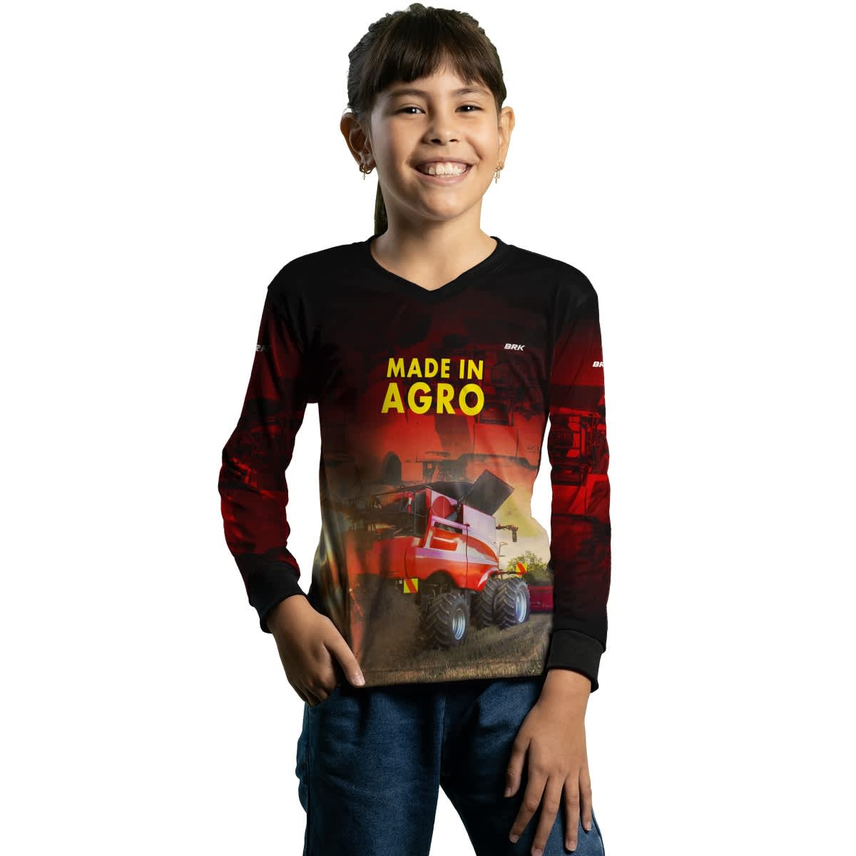 Camisa Agro Brk Vermelha Colheitadeira Made in Agro com Proteção Solar UV50+ - Brk Agro