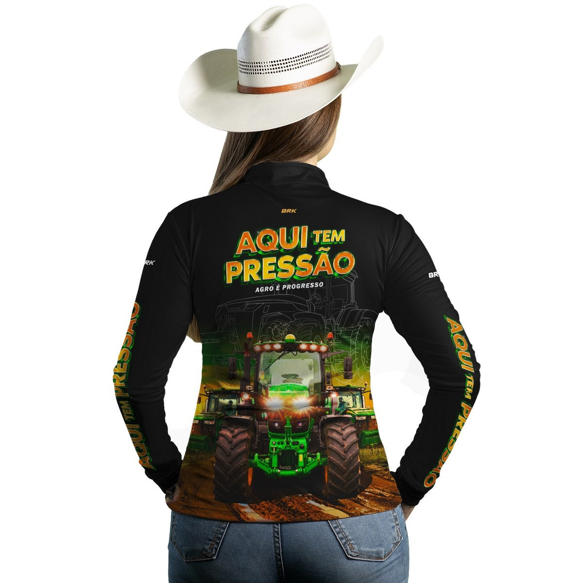 Camisa Feminina Agro Brk Aqui Tem Pressão UV50+ - Brk Agro
