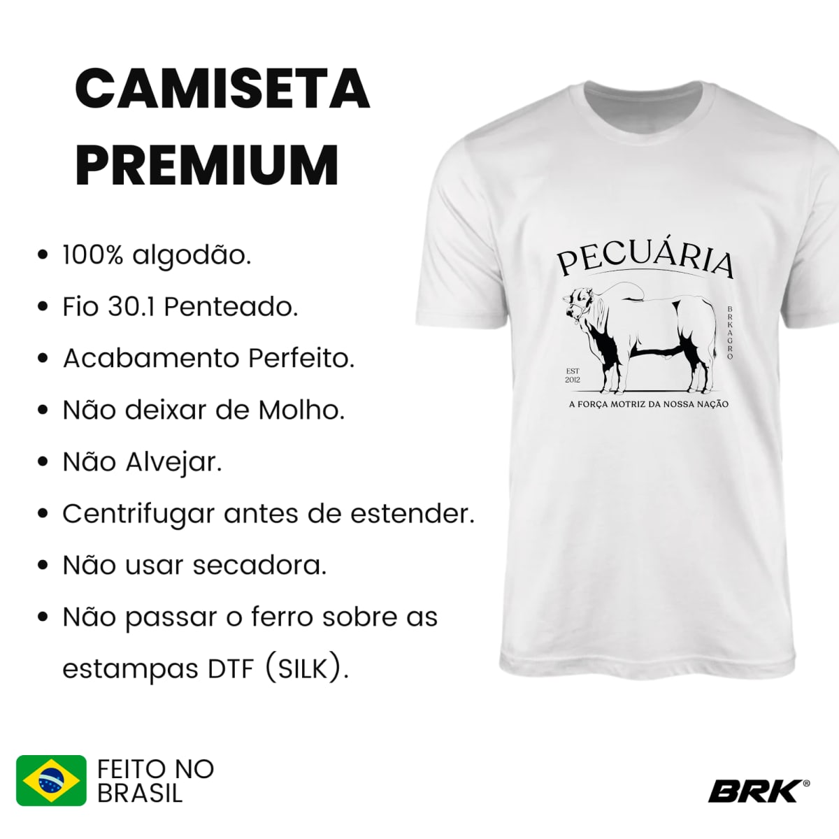 Camiseta Agro Brk Nelore Pecuária com Algodão Premium - Brk Agro