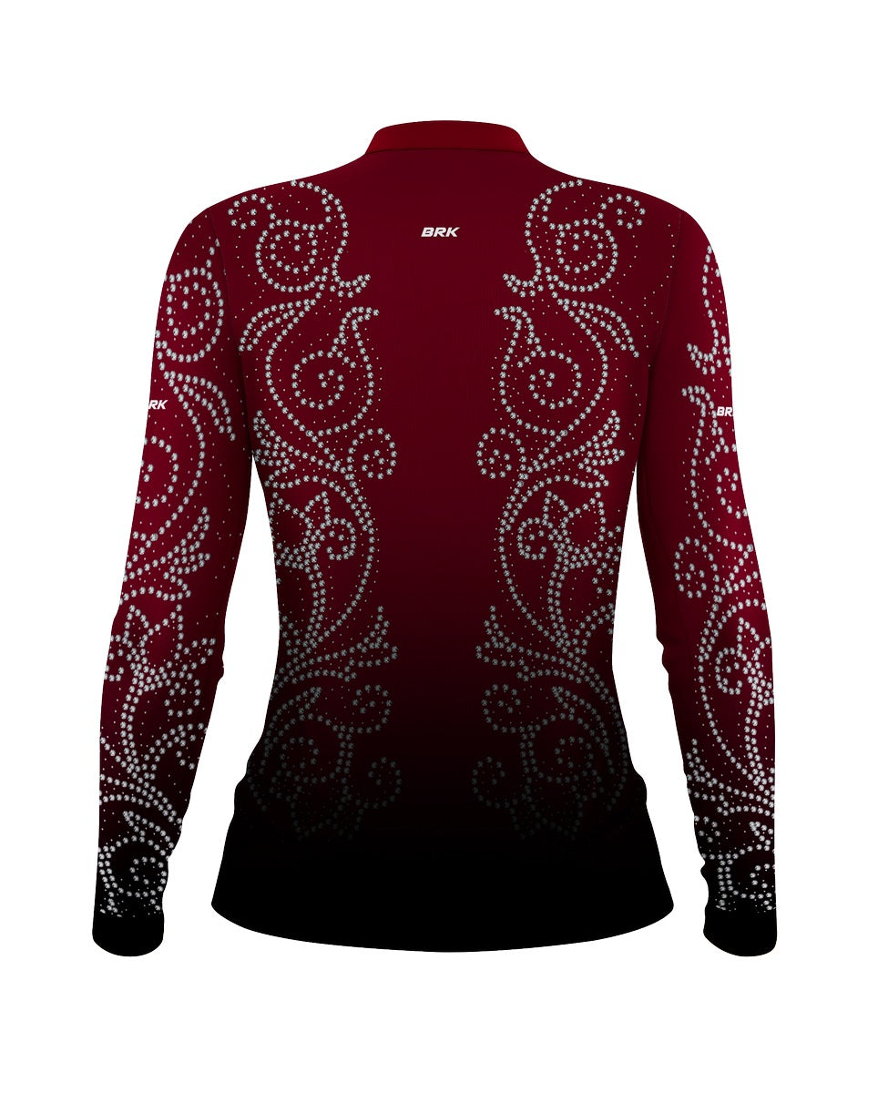 Camisa Feminina Country Agro Brk Boiadeira Vinho com UV50+ - Brk Agro