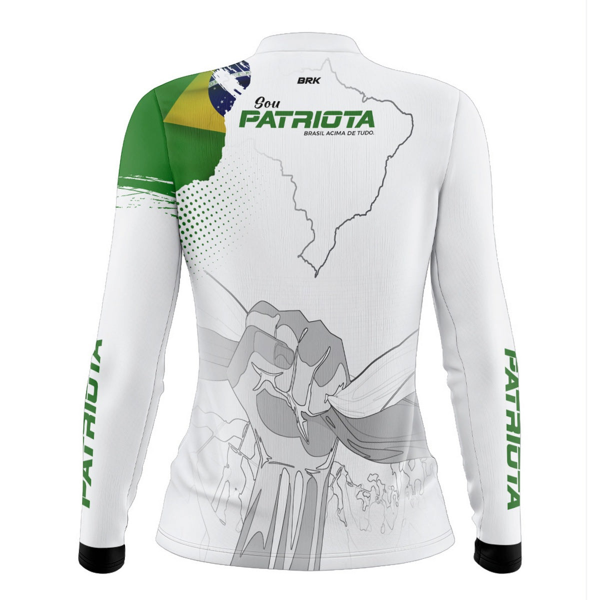 Camisa Agro Feminina Brk Básica Patriota Bandeira do Brasil Branca com Proteção UV50+ - Brk Agro