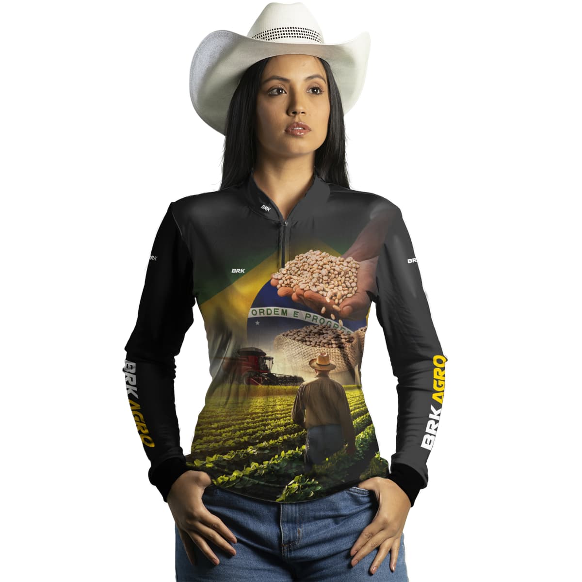 Camisa Feminina Agro Brk Plantação de Feijão com Proteção Solar UV50+ - Brk Agro