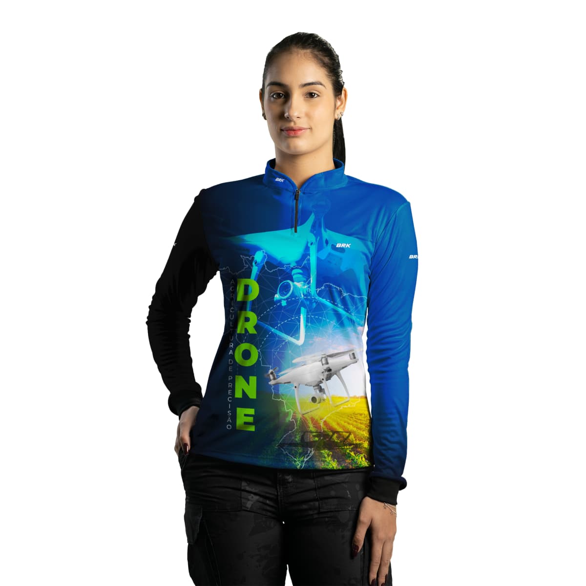 Camisa Agro Brk Azul Drone Agricultura de Precisão com Proteção Solar UV50+ - Brk Agro