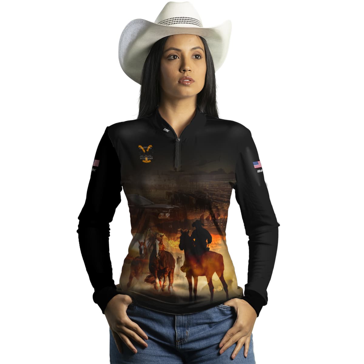 Camisa Feminina Brk Agro Dodge Ram Yellowstone com Proteção UV50+ - Brk Agro