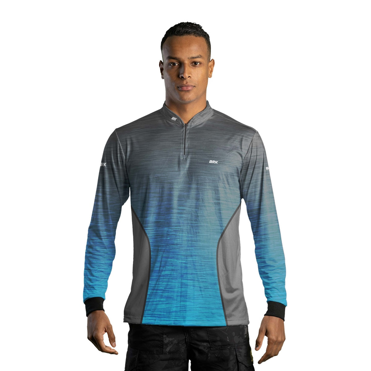 Camisa Agro Brk Mescla Cinza e Azul com Proteção Solar UV50+ - Brk Agro