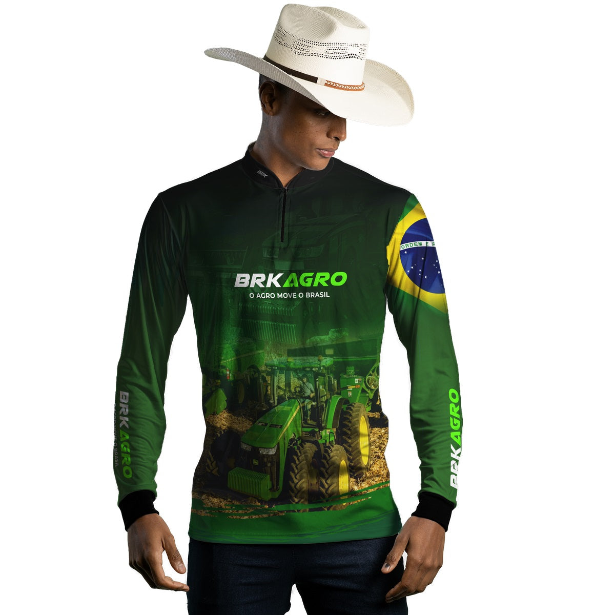 Camisa Agro Brk Verde o Agro Move o Brasil com Proteção Solar UV50+ - Brk Agro