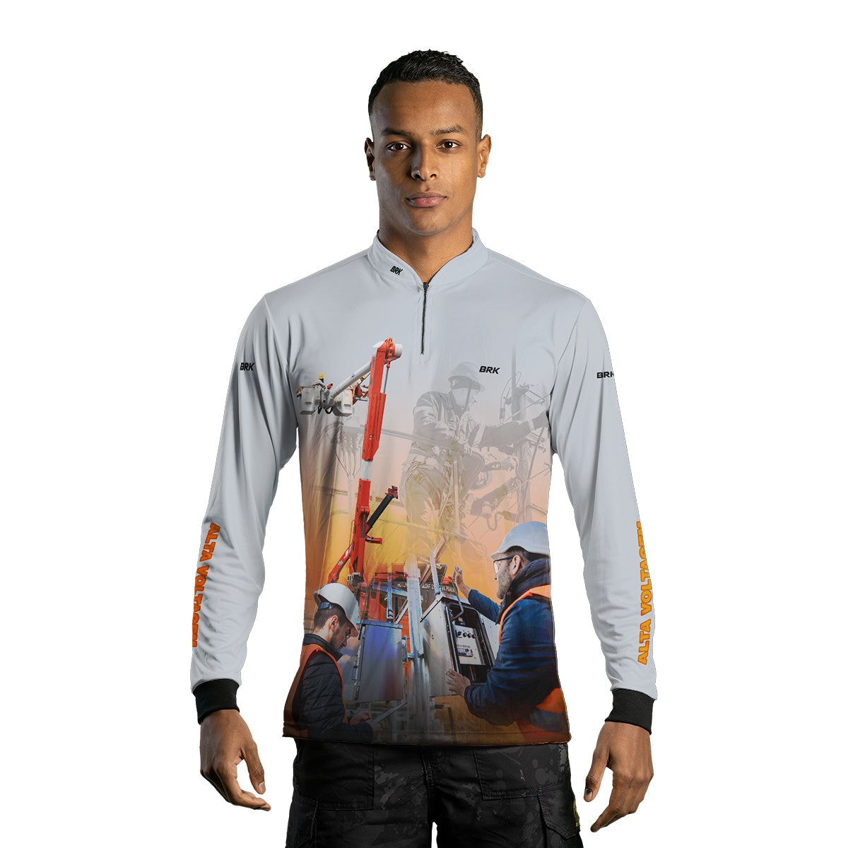 Camisa Brk Profissões Eletricista Alta Tensão Branca com Proteção UV50+ - Brk Agro