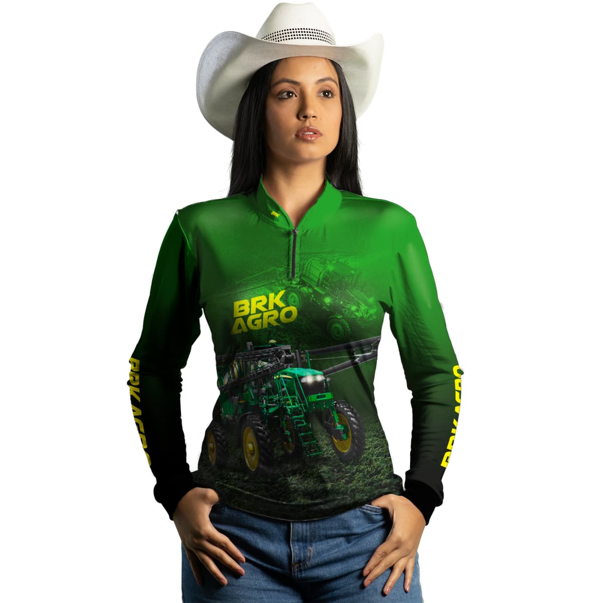 Camisa Agro Brk Trator Pulverizador M4000 Verde com Proteção Solar UV50+ - Brk Agro