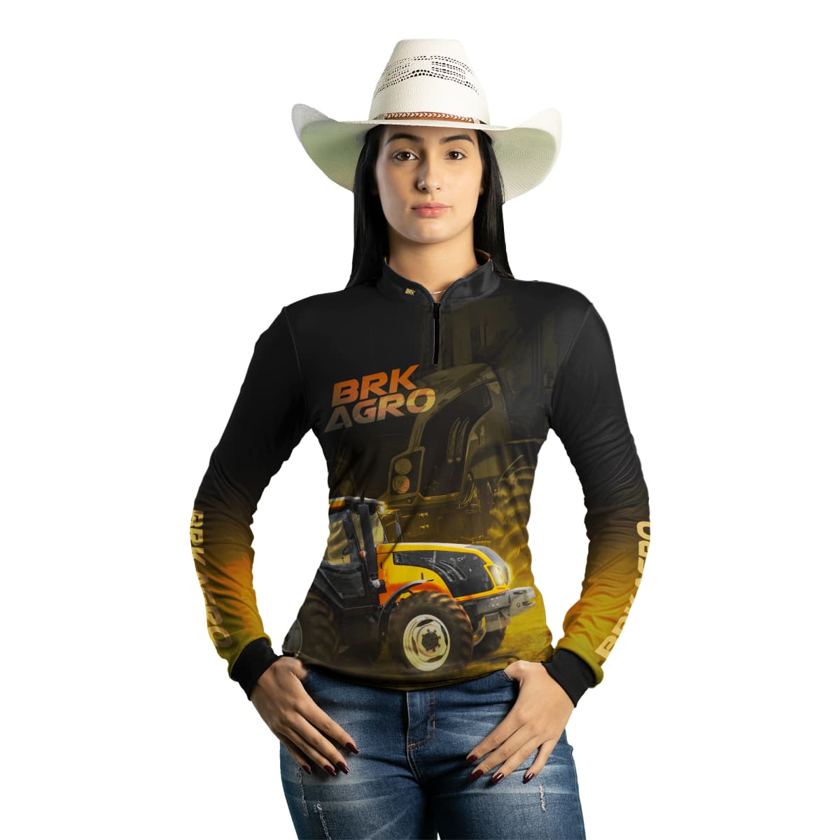 Camisa Agro Brk Trator BM135 Amarelo com Proteção Solar UV50+ - Brk Agro