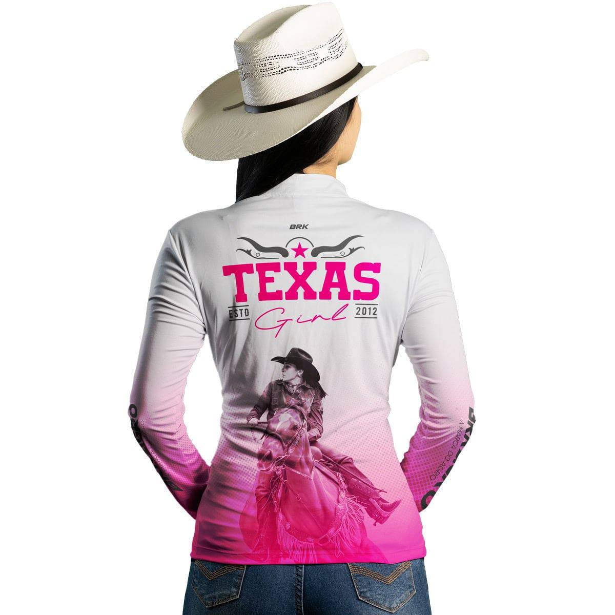 Camisa Agro Brk Feminina Texas Girl Branca com Proteção com Proteção Solar UV50+ - BRK AGRO
