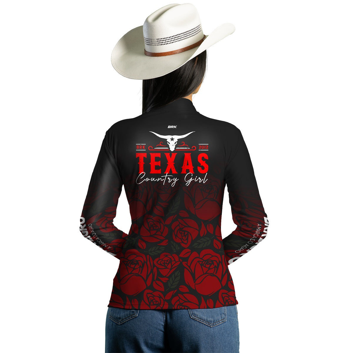 Camisa Agro Brk Feminina Texas Country Girl Preta com Proteção com Proteção Solar UV50+ - BRK AGRO