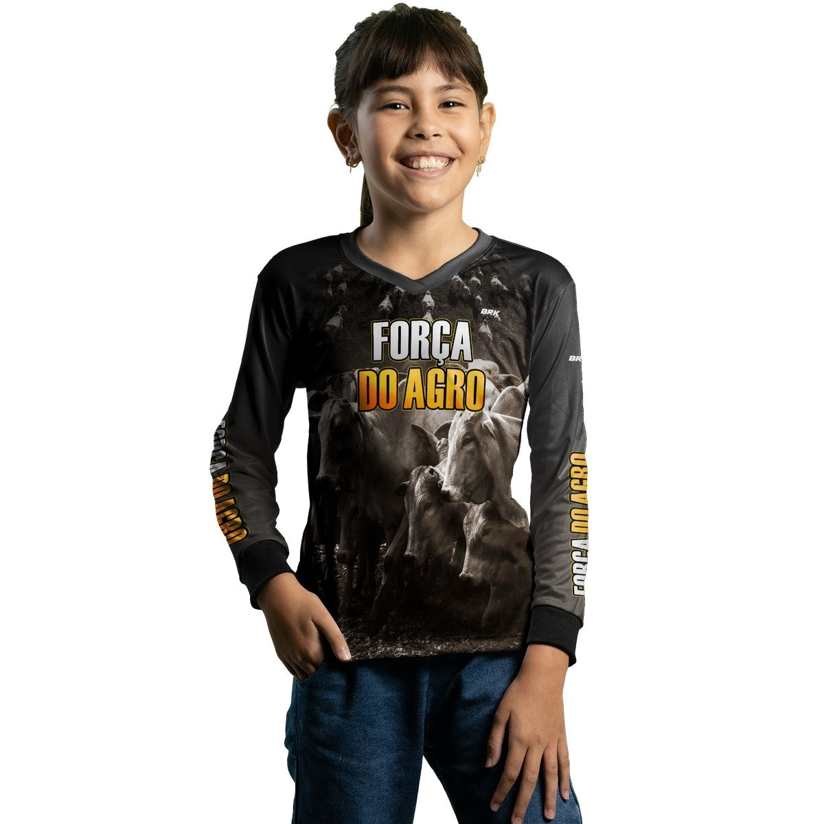 Camisa Infantil Agro Brk Força do Agro Criação de Bovinos com UV50+ - Brk Agro