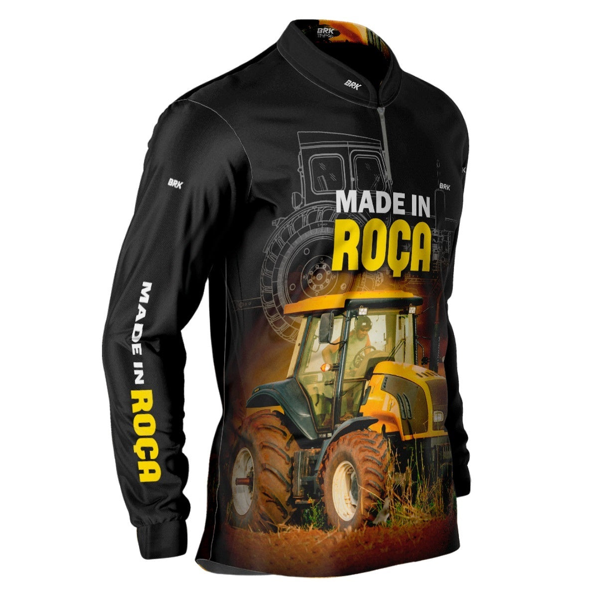 Camisa Agro Brk Made in Roça Trator Amarelo com Proteção Solar UV50+ - BRK AGRO