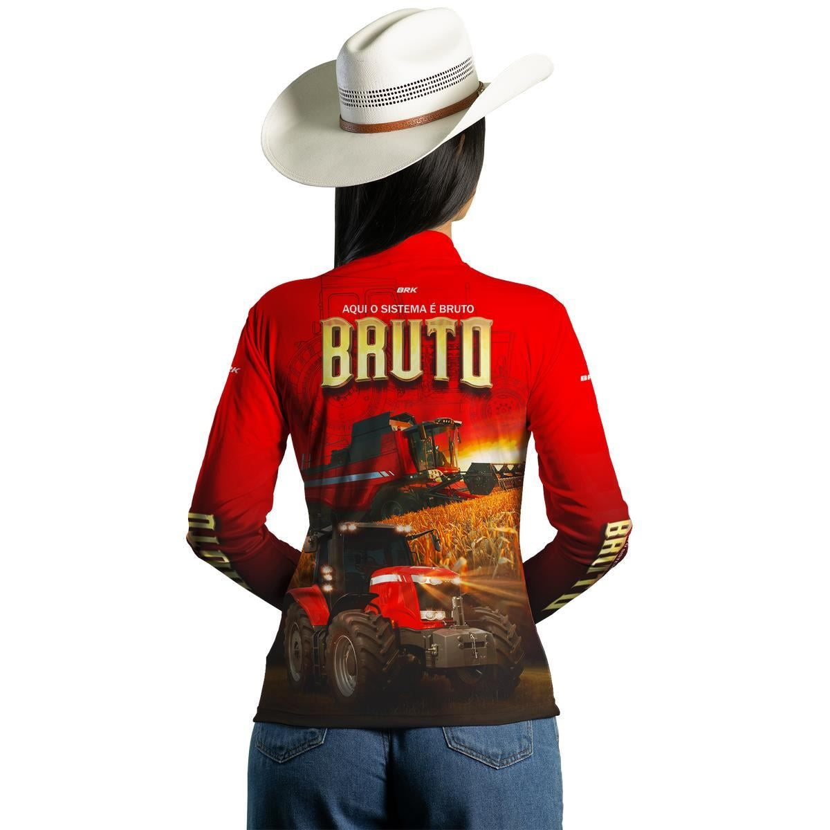 Camisa Agro Brk Vermelha Sistema é Bruto com Proteção Solar UV50+ - Brk Agro