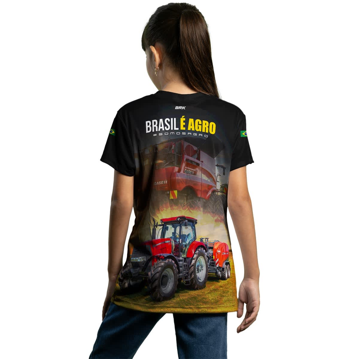 Camiseta Agro Brk Brasil é Agro Trator com Proteção Solar UV50+ - Brk Agro