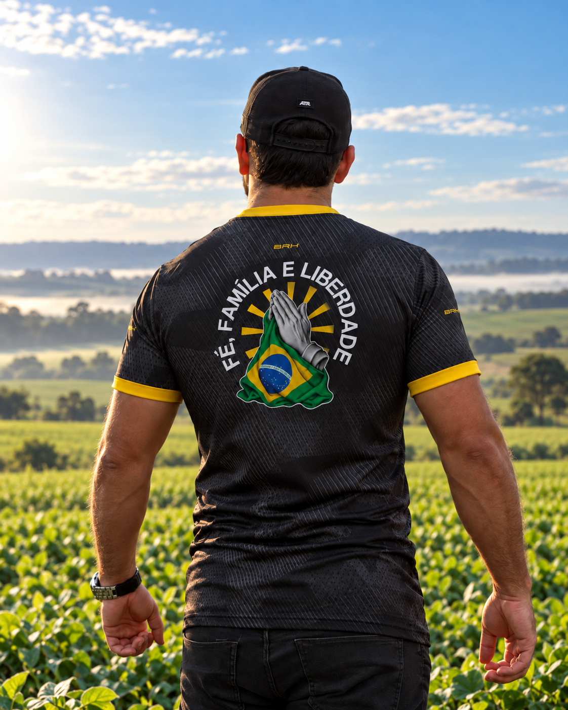 Camisa Brk Brasil Patriota Fé Família e Liberdade Preto com UV50+