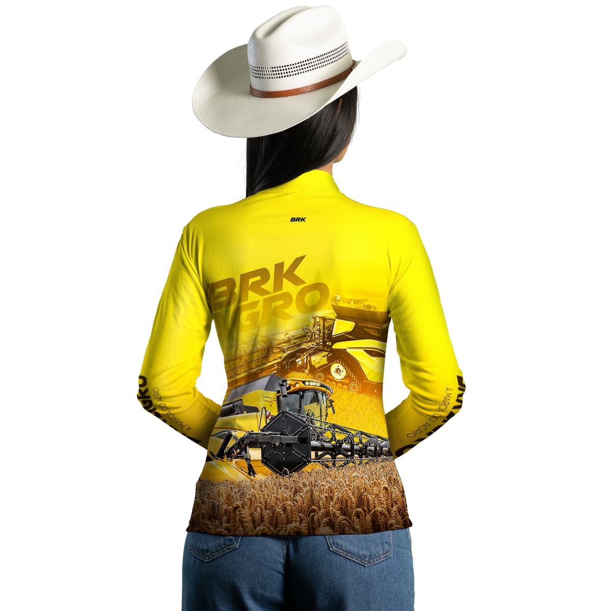 Camisa Agro Brk Colheitadeira CR11 Amarela com Proteção Solar UV50+ - Brk Agro