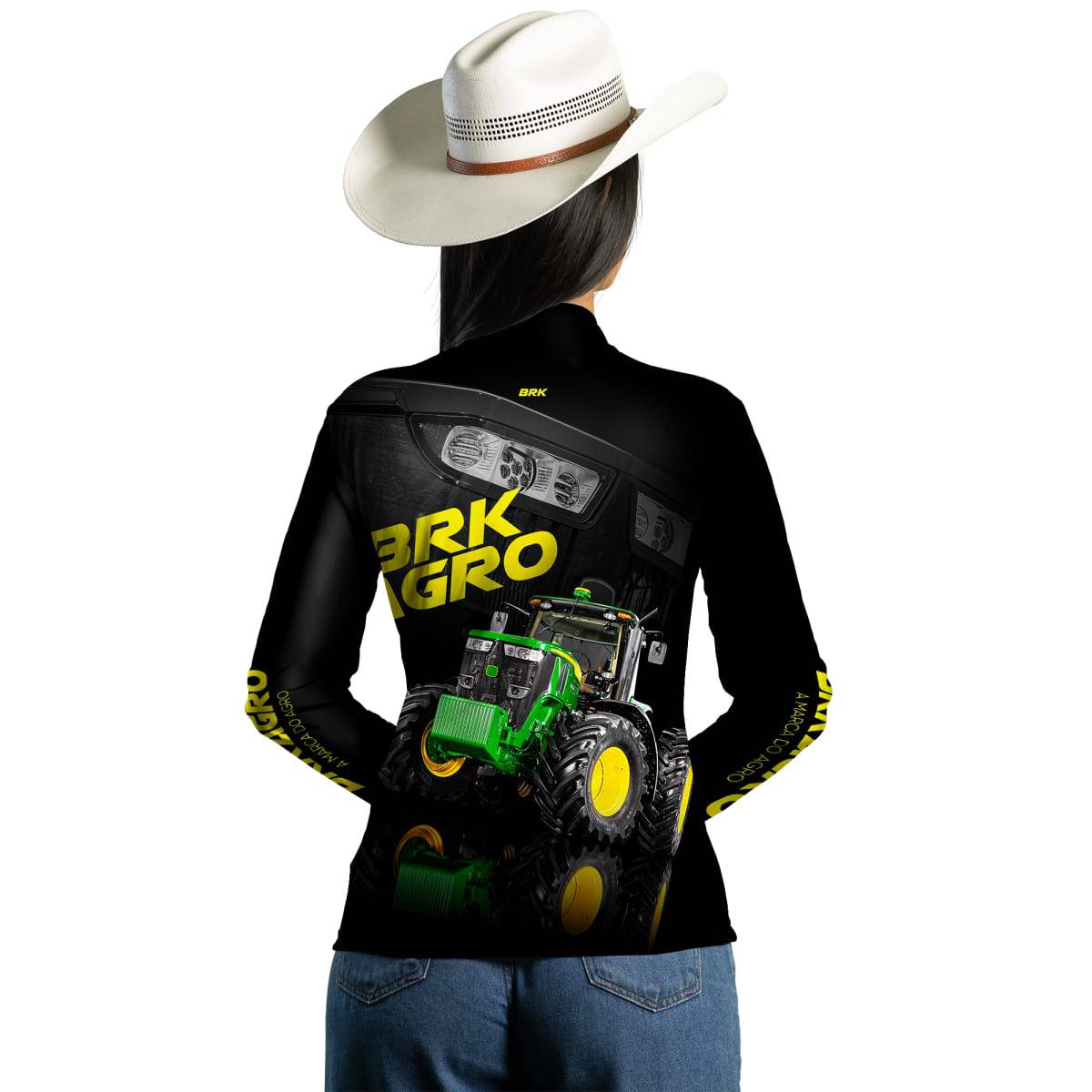 Camisa Agro Brk Trator 7M Verde e Preto com Proteção Solar UV50+ - Brk Agro