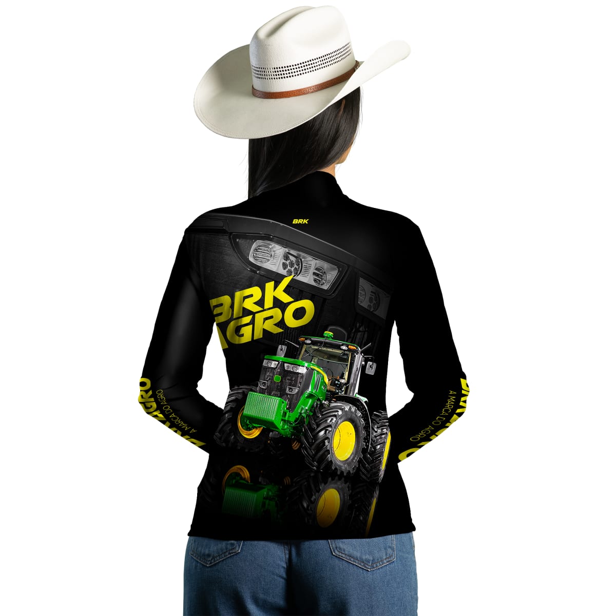 Camisa Agro Brk Trator 7M Verde e Preto com Proteção Solar UV50+ - Brk Agro