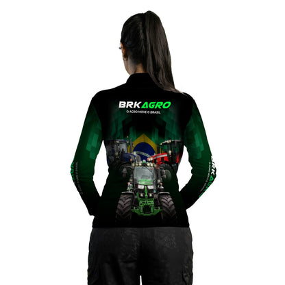Camisa Agro Brk Preta Tratores com Proteção Solar UV50+ - Brk Agro