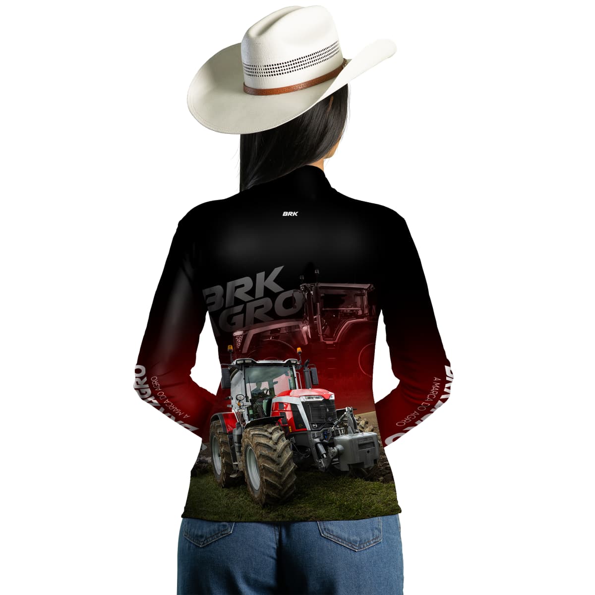 Camisa Agro Brk Trator 8S Vermelho Escura com Proteção Solar UV50+ - Brk Agro