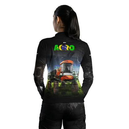 Camisa Agro Brk Pulverizador Trator Laranja com Proteção Solar UV50+ - Brk Agro