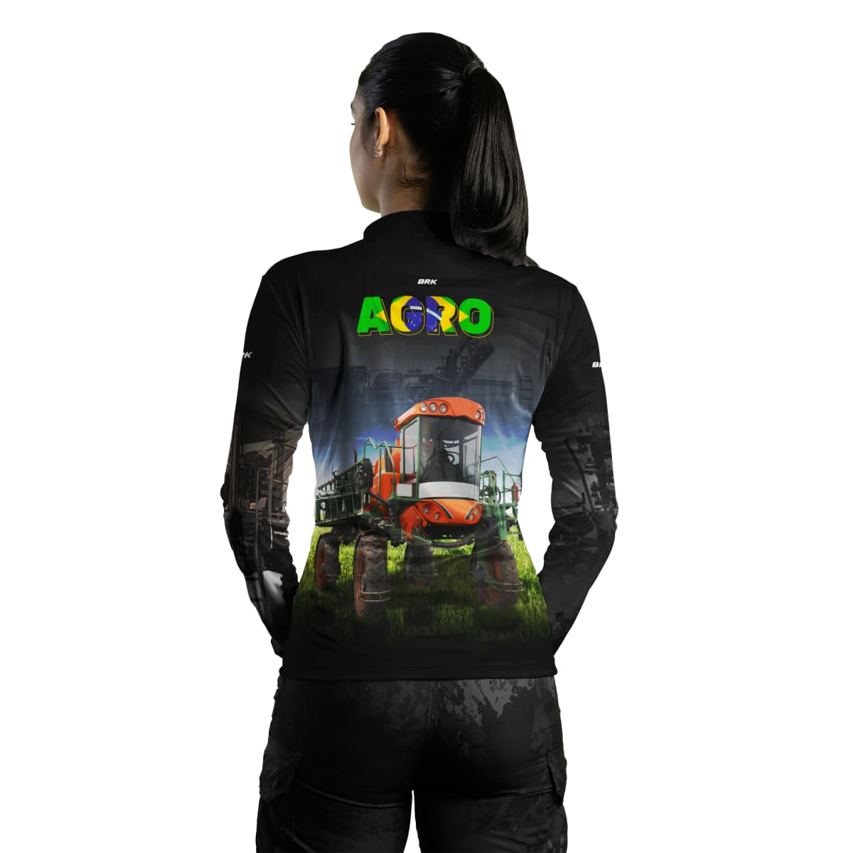 Camisa Agro Brk Pulverizador Trator Laranja com Proteção Solar UV50+ - Brk Agro