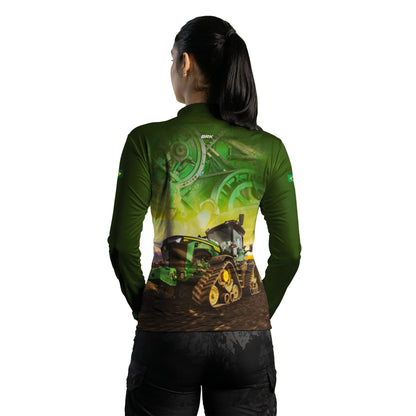 Camisa Agro Brk Trator Agrícola Verde com Proteção Solar UV50+ - Brk Agro