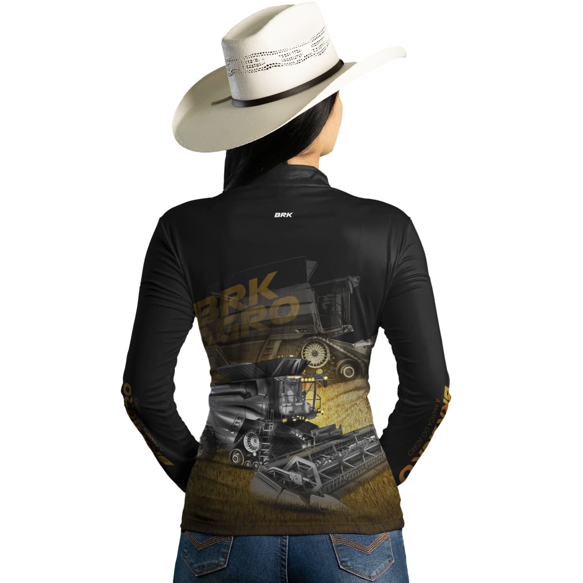 Camisa Agro Brk Preta Colheitadeira Ideal com Proteção Solar UV50+ - Brk Agro