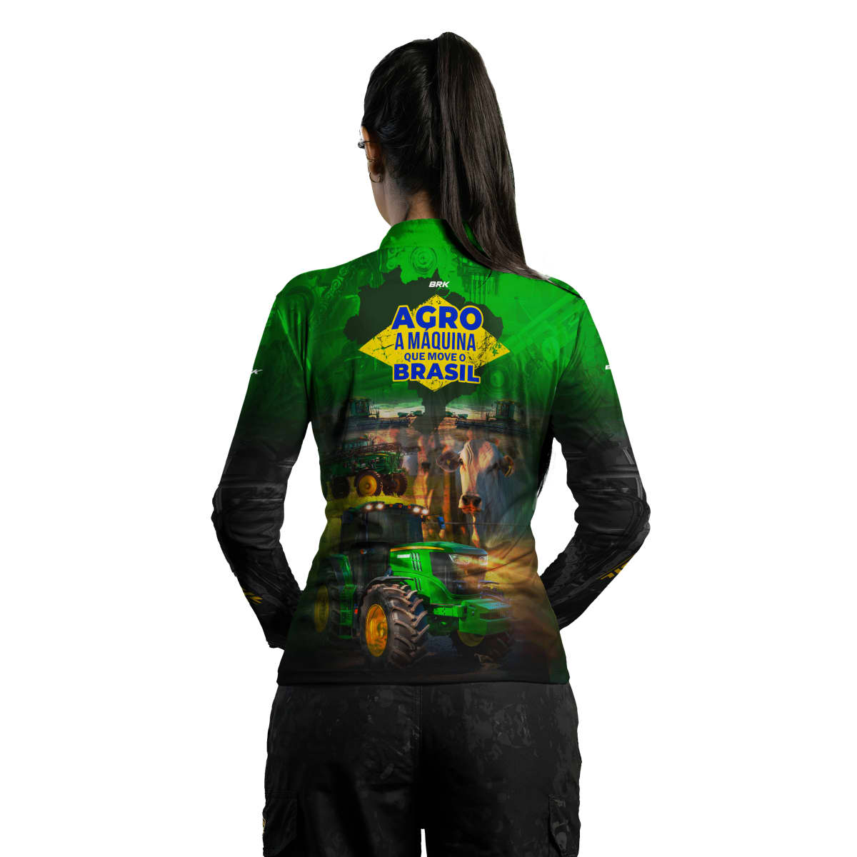 Camisa Agro Brk Verde A Máquina Que Move o Brasil com Proteção Solar UV50+ - Brk Agro