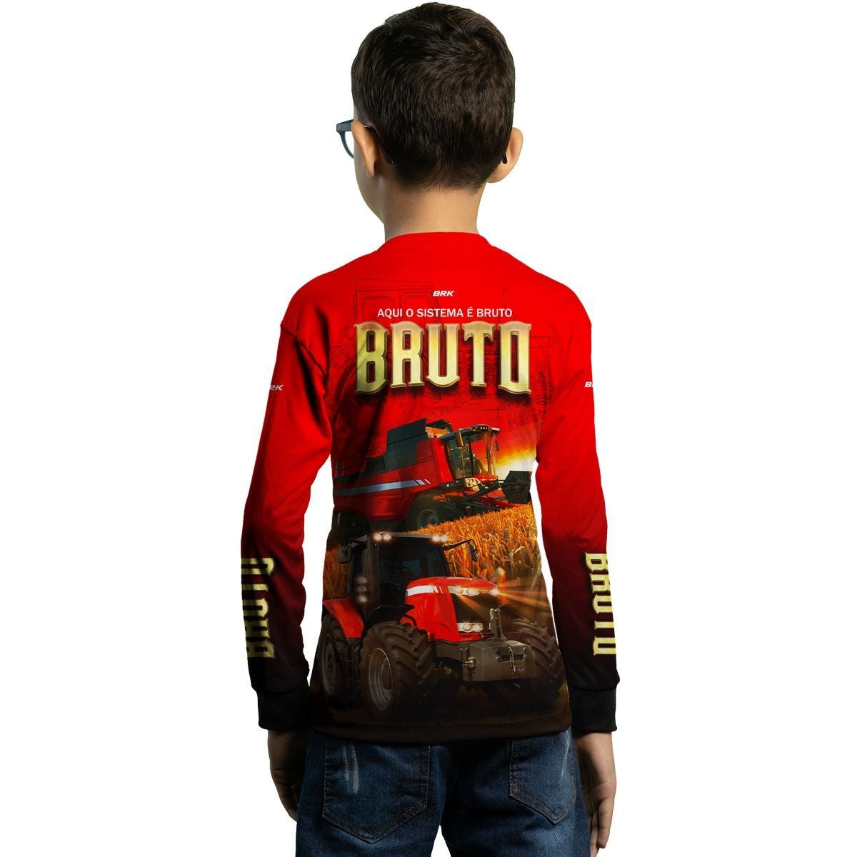 Camisa Agro Brk Vermelha Sistema é Bruto com Proteção Solar UV50+ - Brk Agro