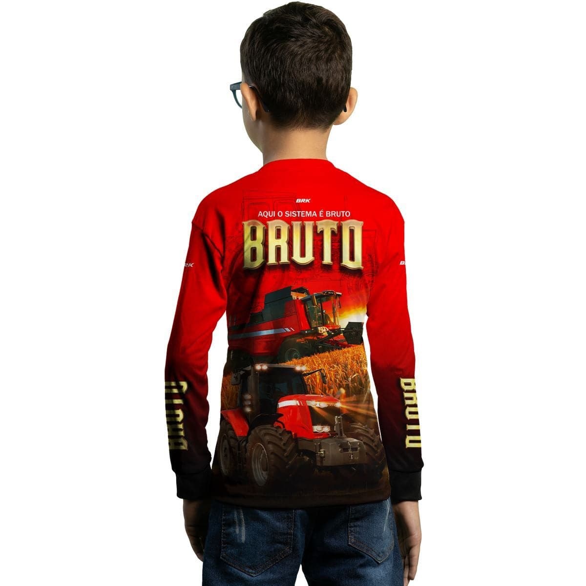 Camisa Agro Brk Vermelha Sistema é Bruto com Proteção Solar UV50+ - Brk Agro