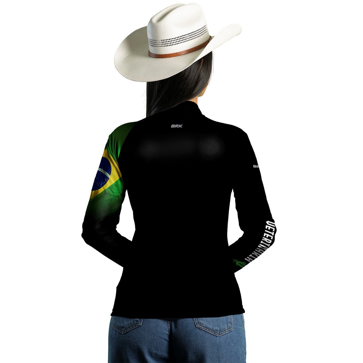 Camisa Agro Feminina Brk Veterinária Preta com UV50+ - Brk Agro