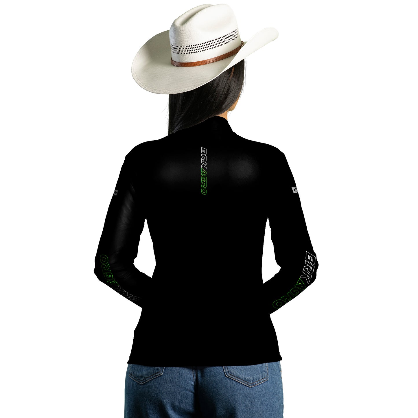 Camisa Feminina Agro  Brk Básica Preta com Proteção Solar UV50+ - Brk Agro