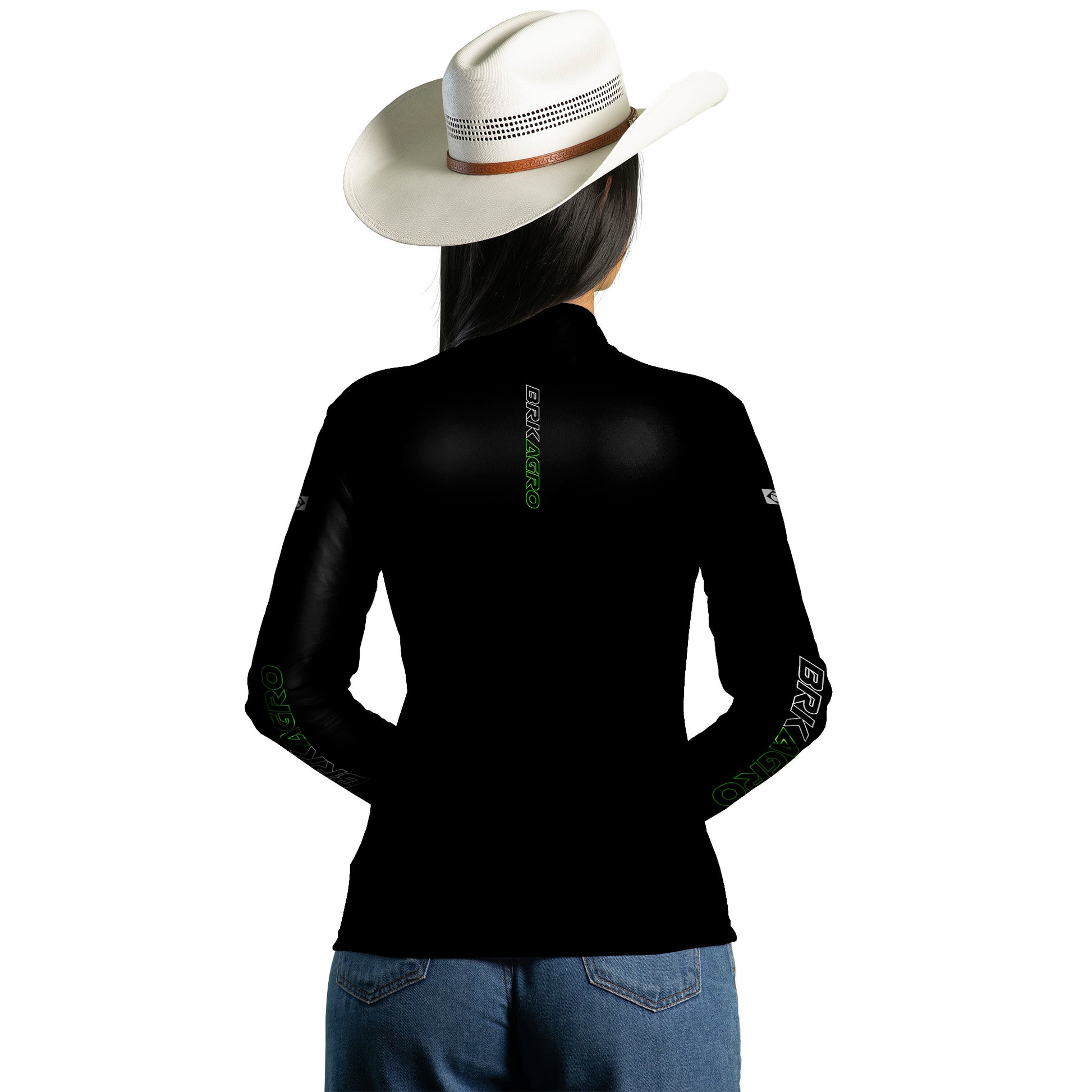 Camisa Feminina Agro  Brk Básica Preta com Proteção Solar UV50+ - Brk Agro