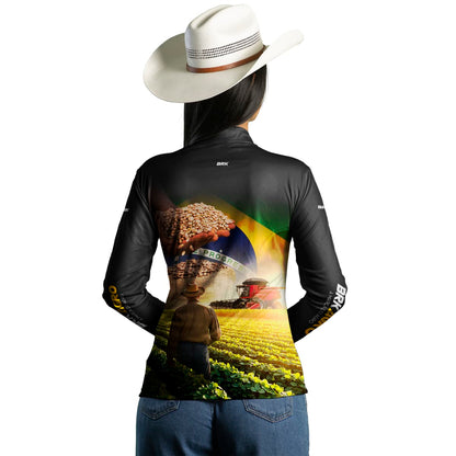 Camisa Feminina Agro Brk Plantação de Feijão com Proteção Solar UV50+ - Brk Agro