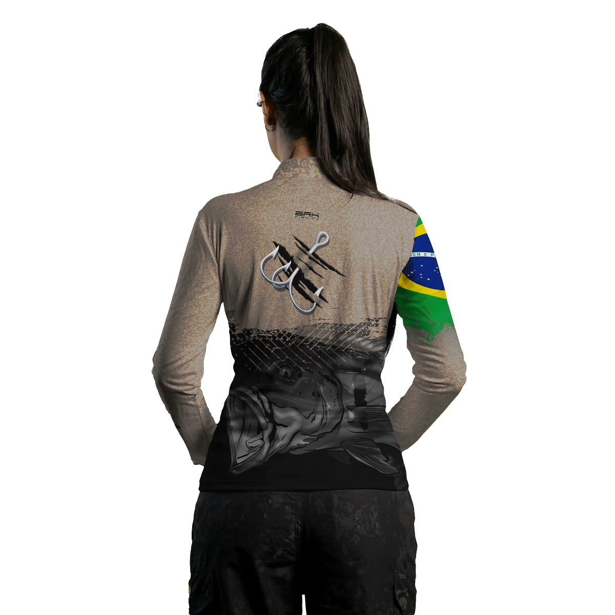 Camisa Feminina de Pesca Brk Garateia Tucunaré Brasil com UV50+ - Brk Agro