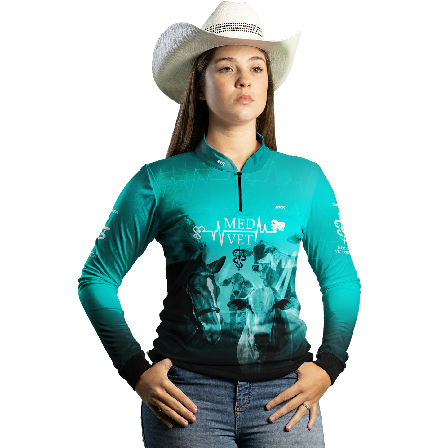 Camisa Agro Brk Medicina Veterinária Azul com UV50+ - BRK AGRO