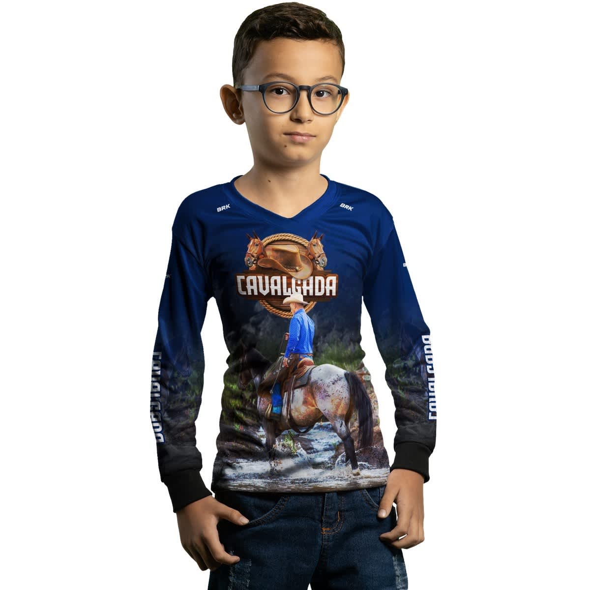 Camisa Agro Brk Cavalgada Azul com Proteção Solar UV50+ - BRK AGRO